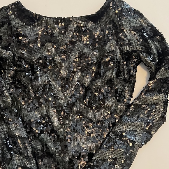 DRESS THE POPULATION 'LOLA' CHEVRON SEQUIN BODY-CON MINI DRESS XS - Picture 9 of 11